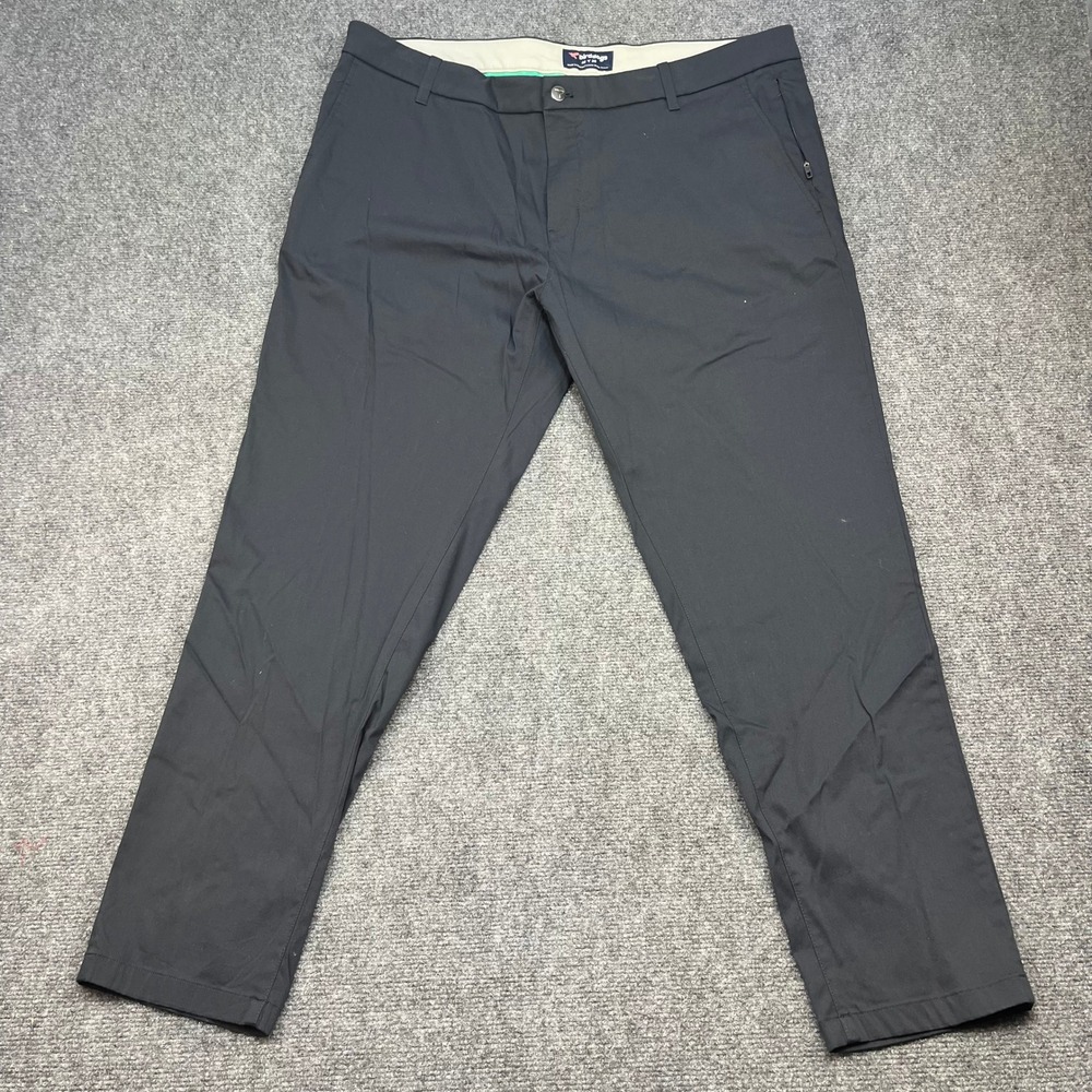 Birddogs Mens Performance Pants Black 40x30 Stretch Chino Trousers Golf Casual